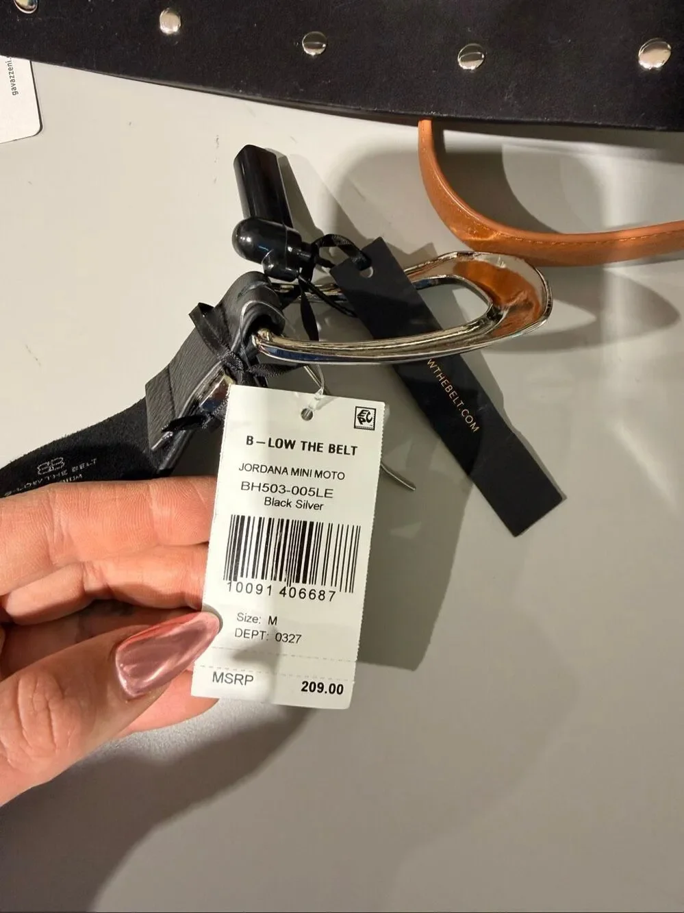 B-Low The Belt Jordana Mini Moto Studded Designer Belt Black/Silver Medium